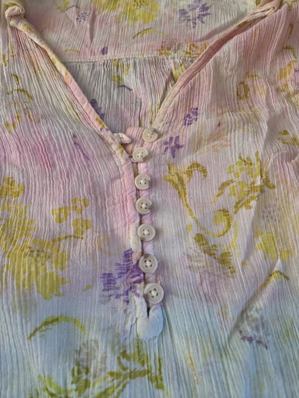 Pilcro Pastel Multi-Color Floral Long Sleeve Peasant Top - Picture 3 of 5